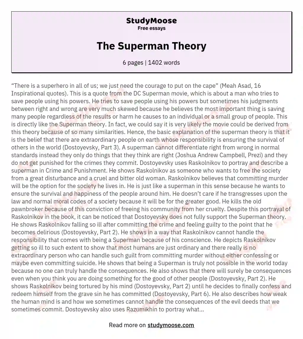 The Superman Theory essay