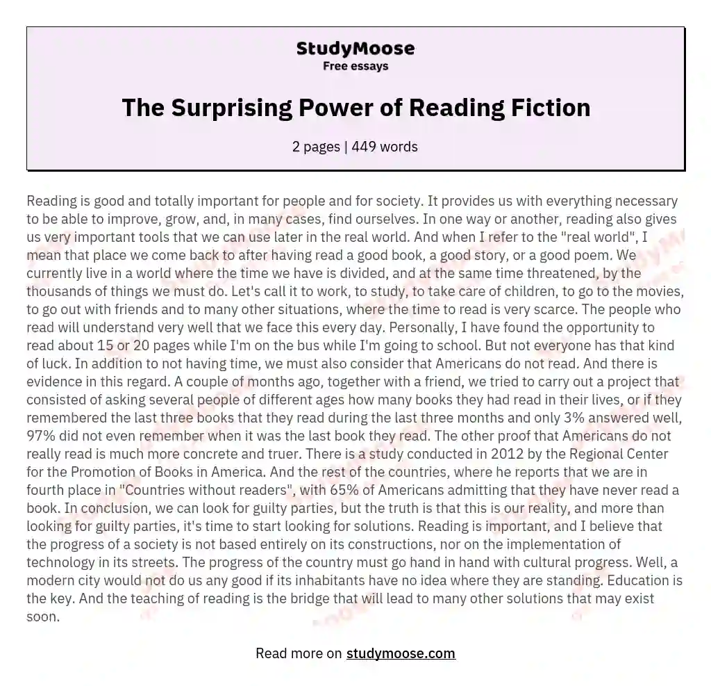 The Surprising Power of Reading Fiction essay