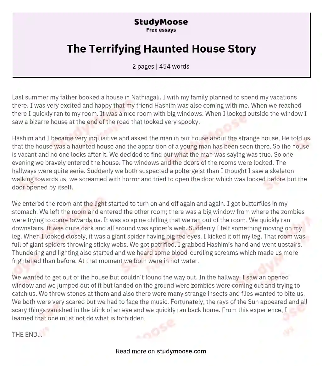 The Terrifying Haunted House Story essay