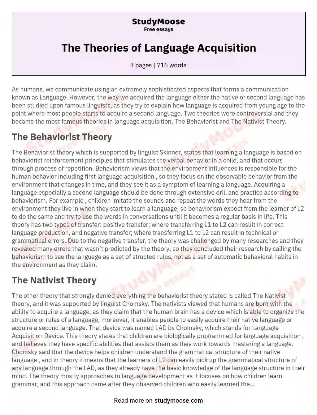 a level english language child language acquisition essay examples