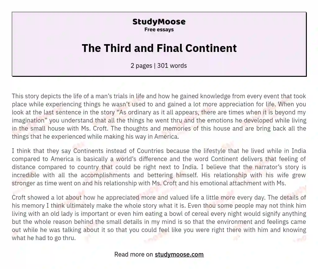 The Third and Final Continent essay