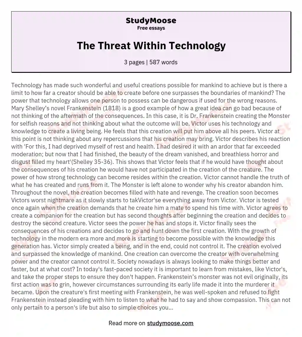 The Threat Within Technology essay