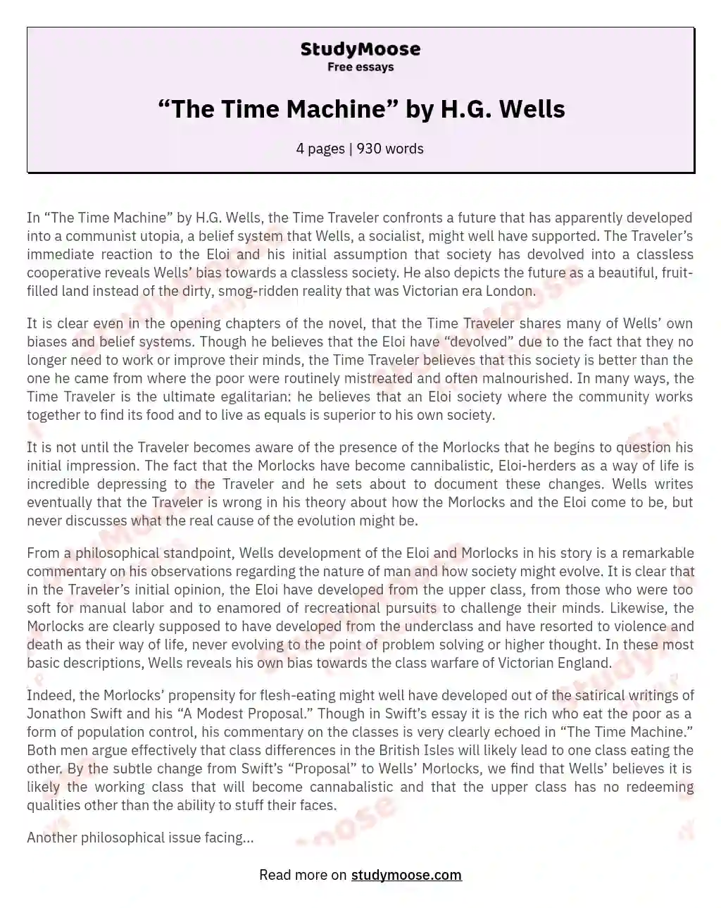 “The Time Machine” by H.G. Wells