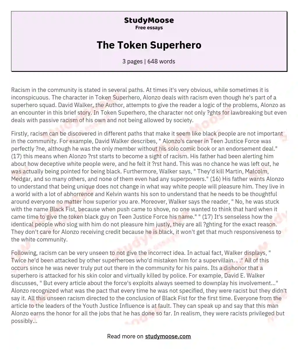 The Token Superhero essay