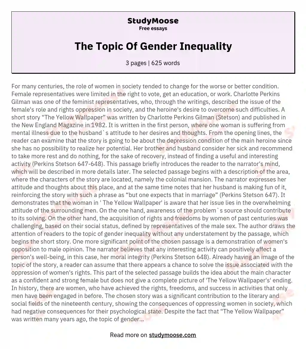 The Topic Of Gender Inequality essay