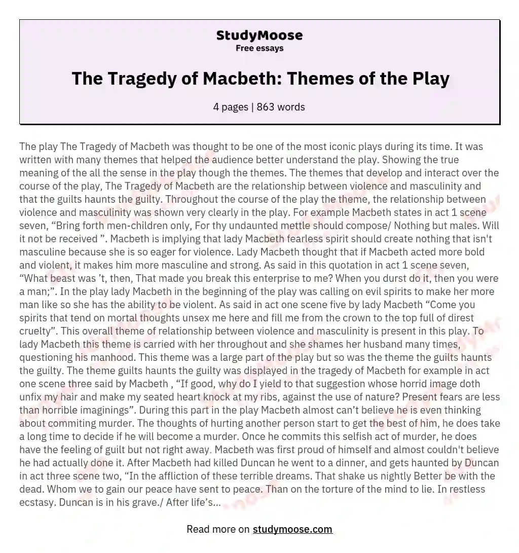 The Tragedy of Macbeth: Themes of the Play
