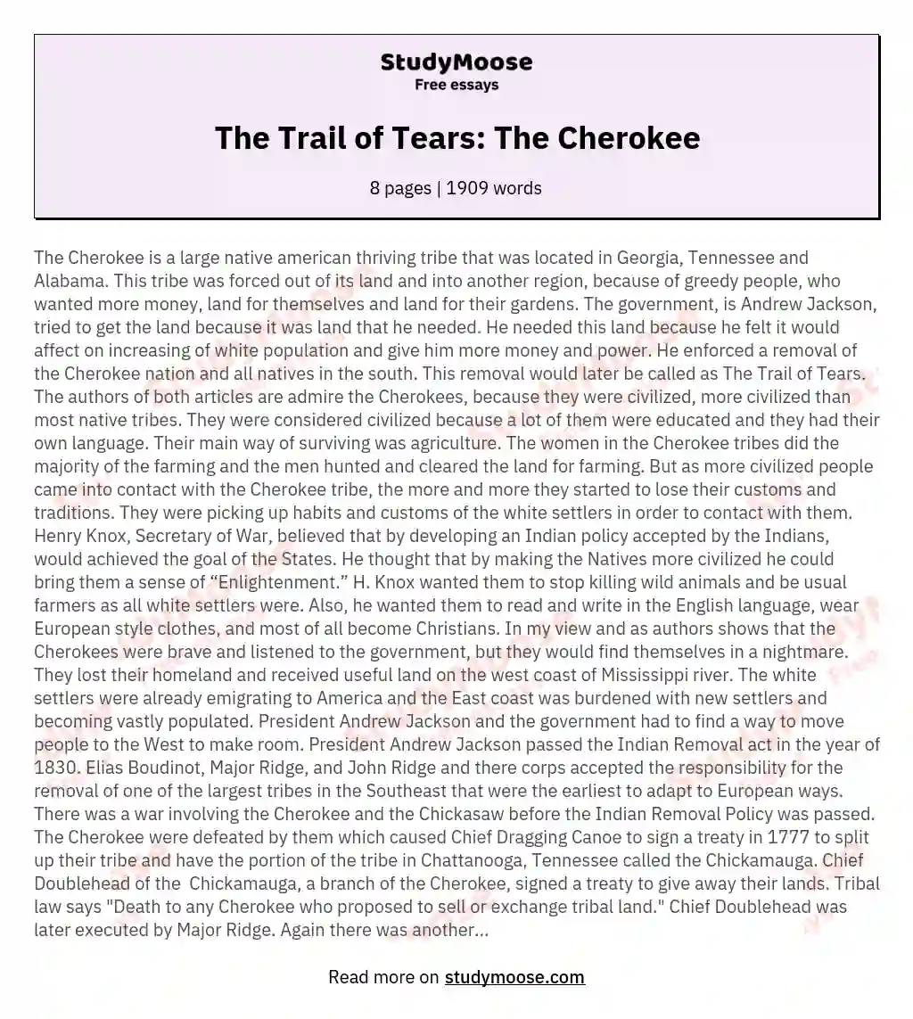 trail of tears essay