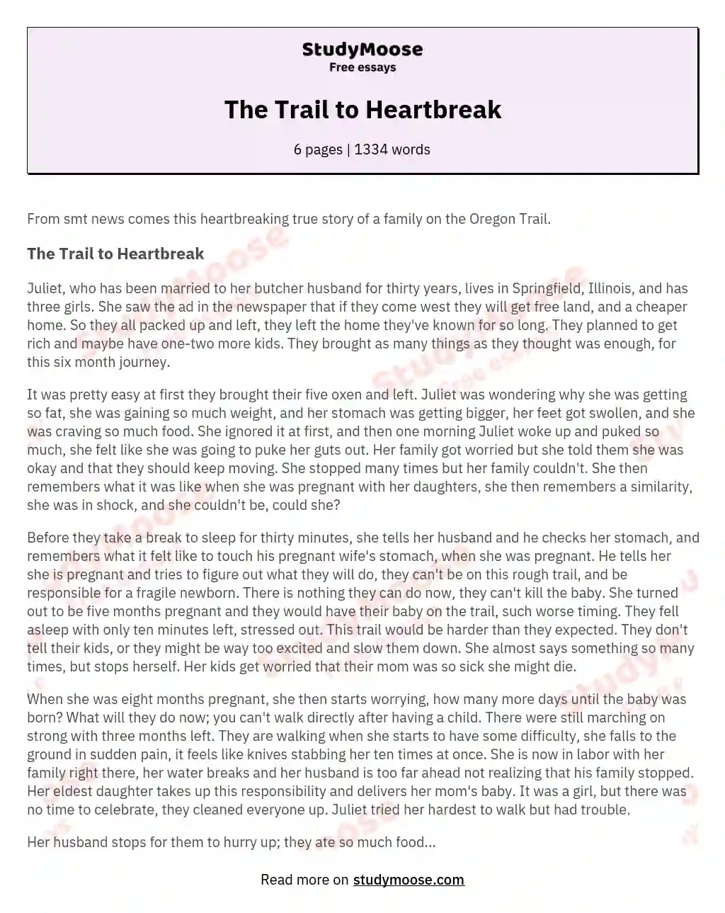 The Trail to Heartbreak essay