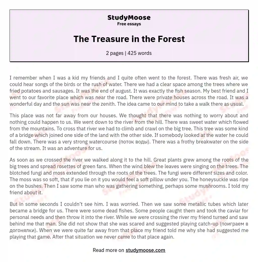 The Treasure in the Forest essay