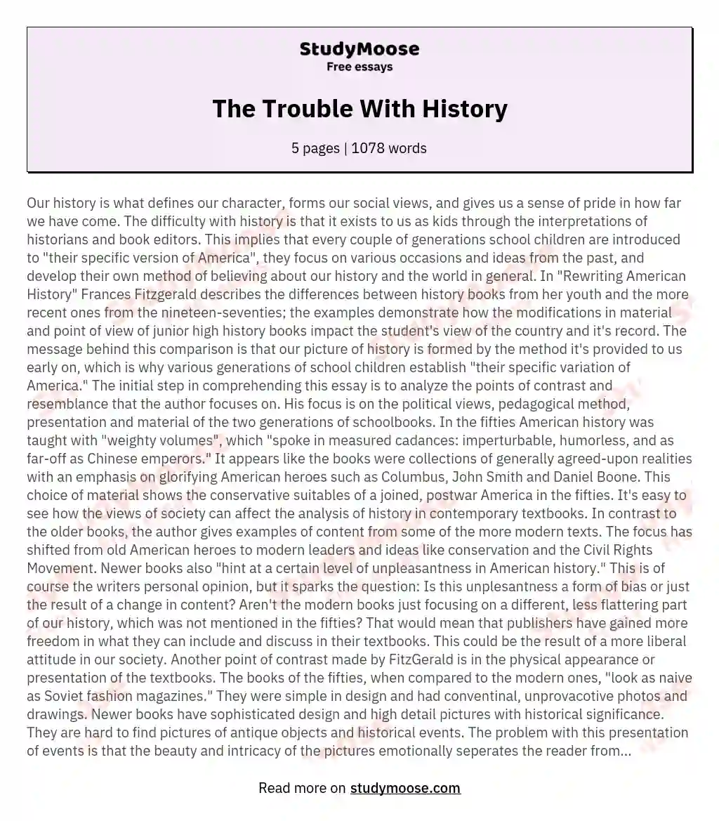 The Trouble With History essay