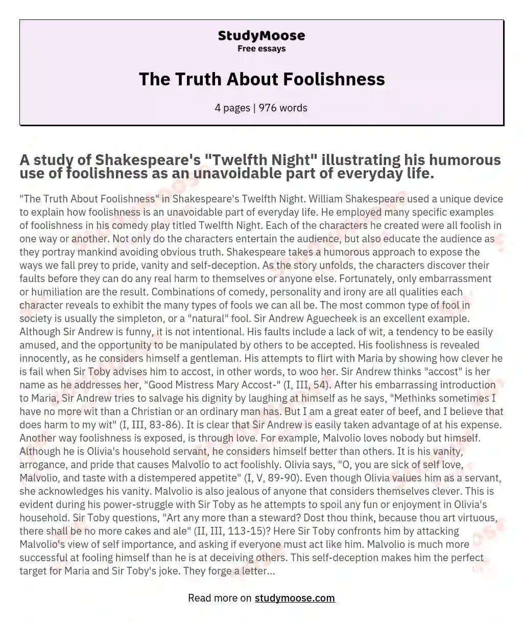 The Truth About Foolishness essay