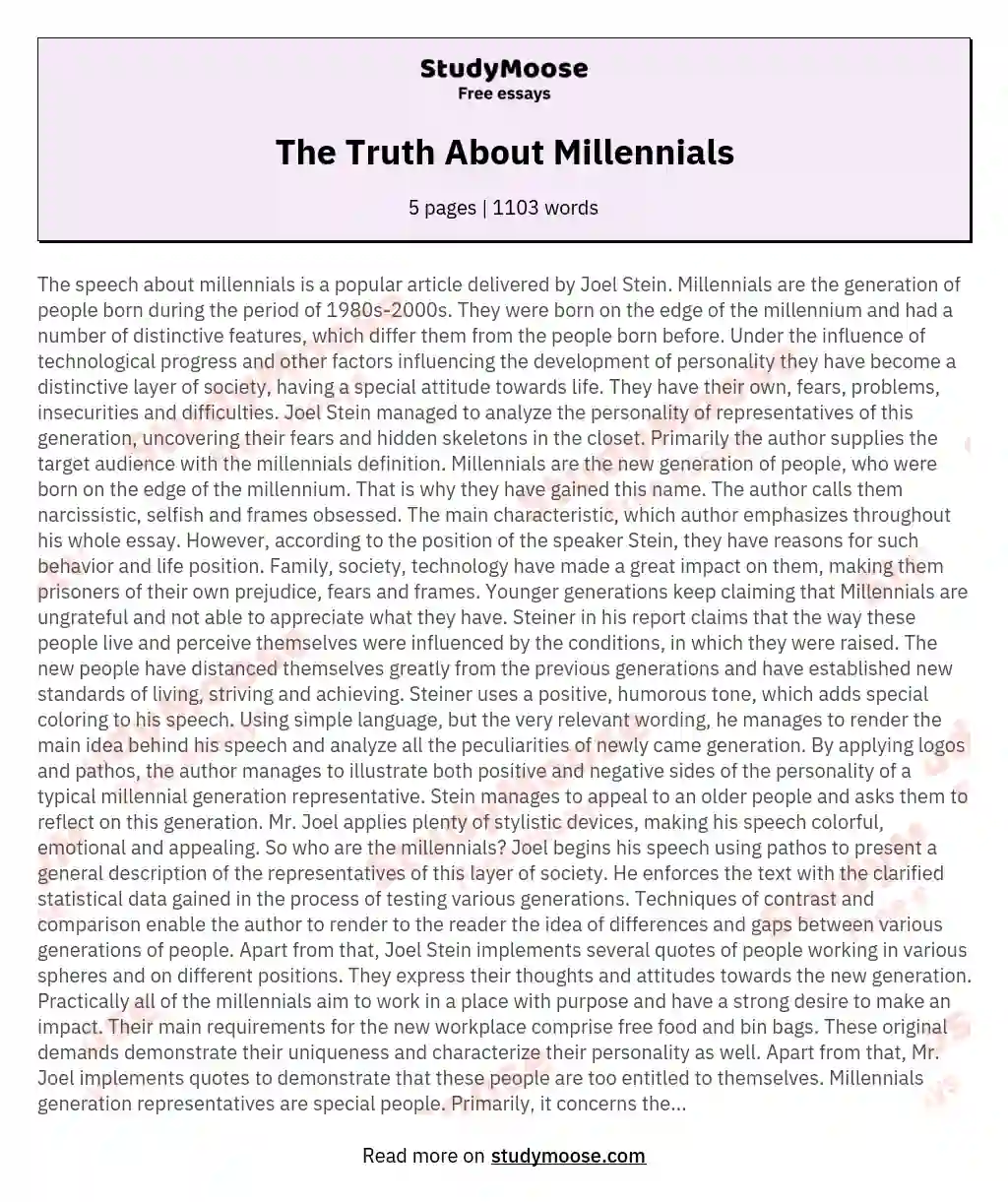 The Truth About Millennials essay