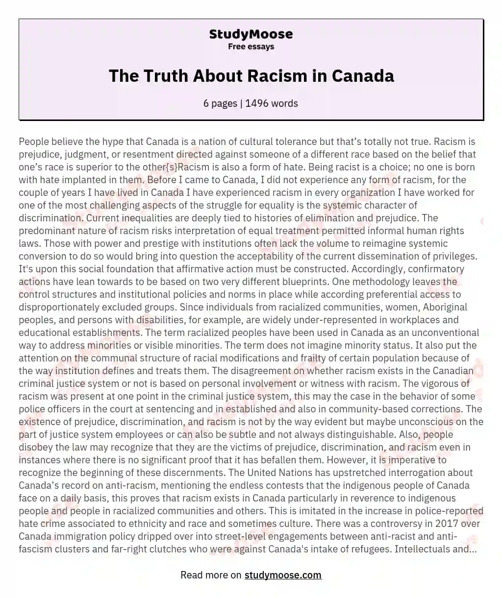 The Truth About Racism in Canada