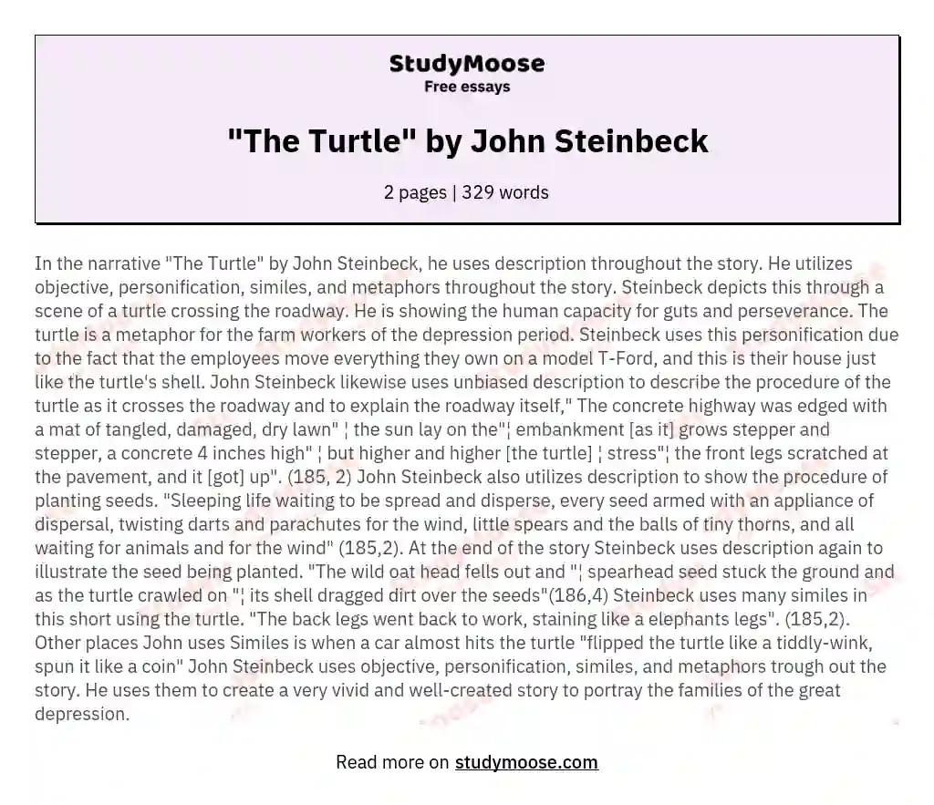 "The Turtle" by John Steinbeck essay