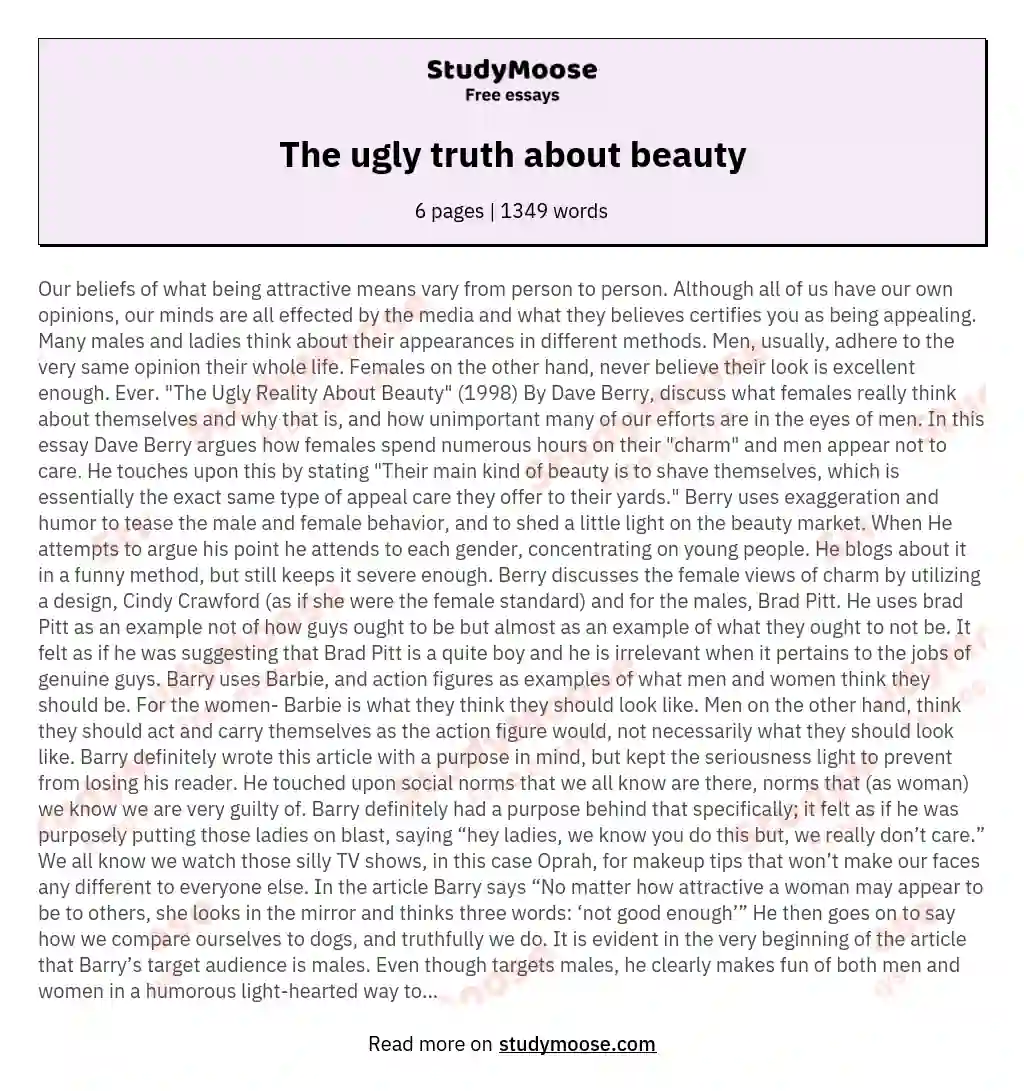The ugly truth about beauty