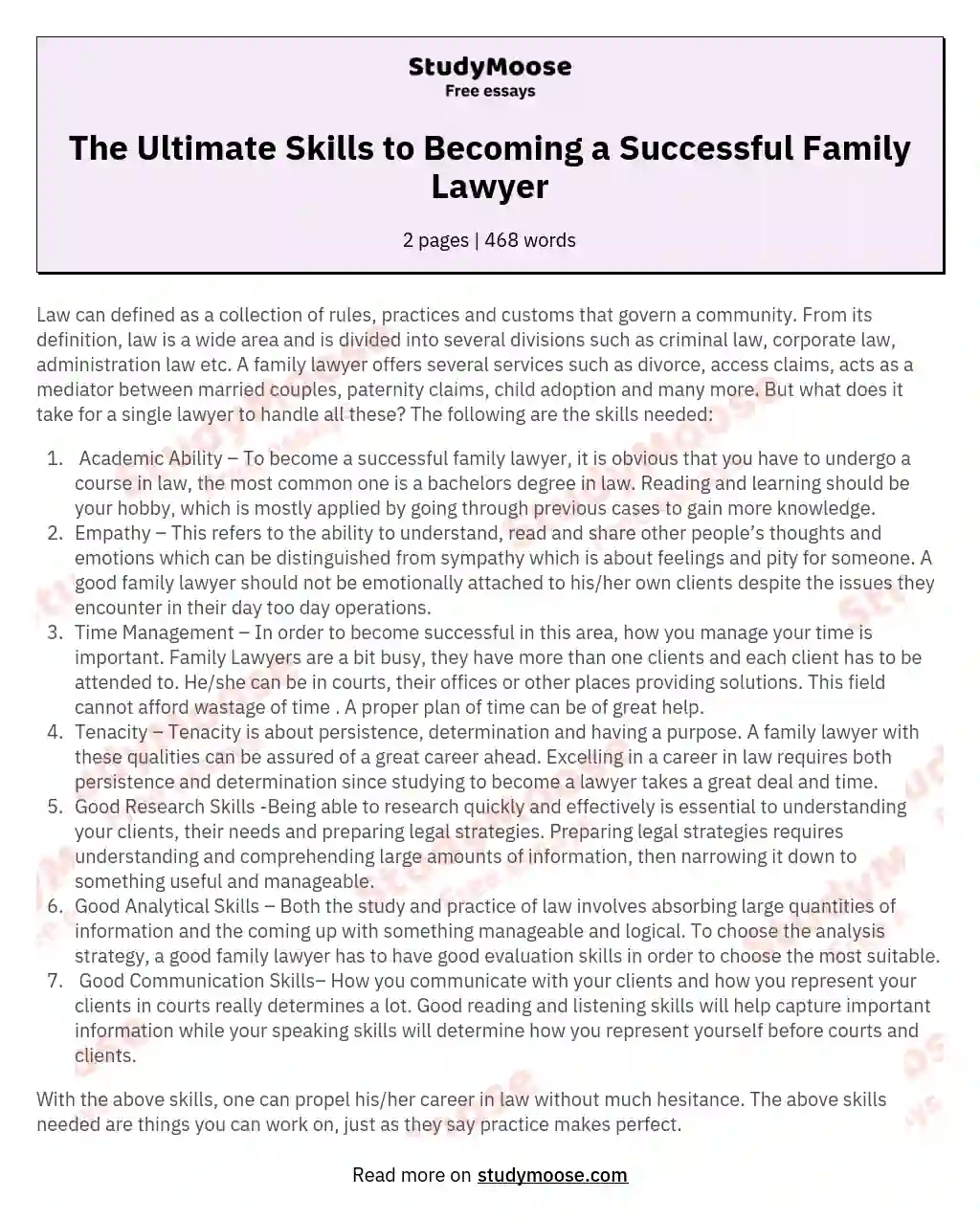The Ultimate Skills to Becoming a Successful Family Lawyer essay