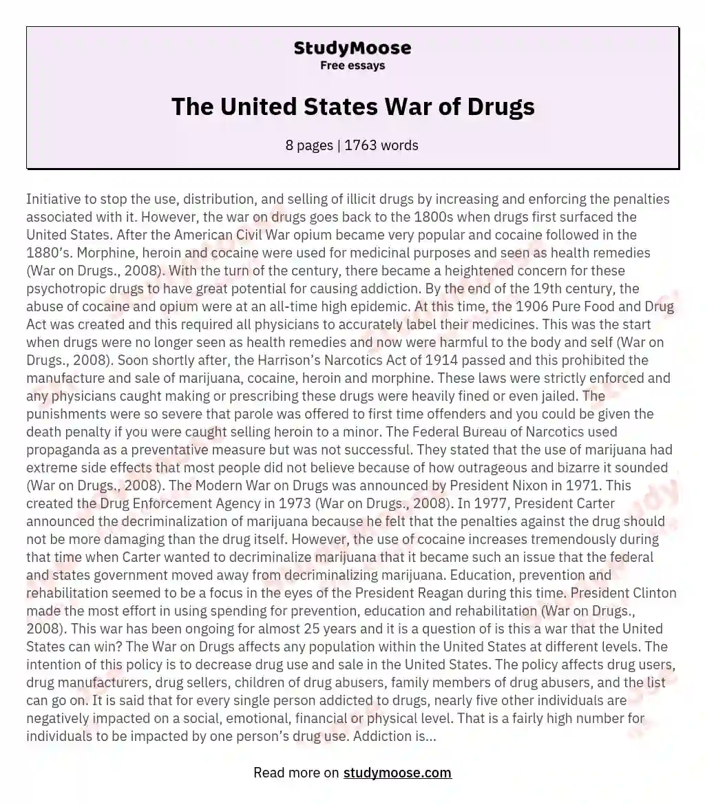The United States War of Drugs essay
