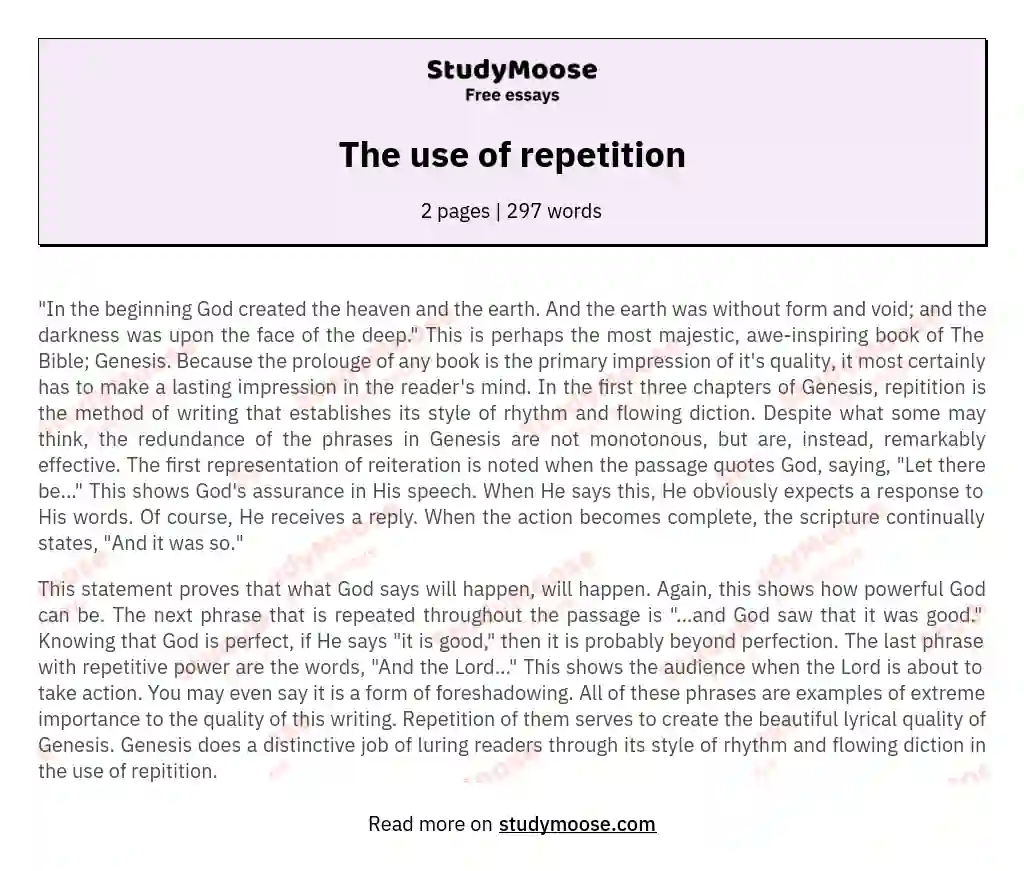 The use of repetition essay