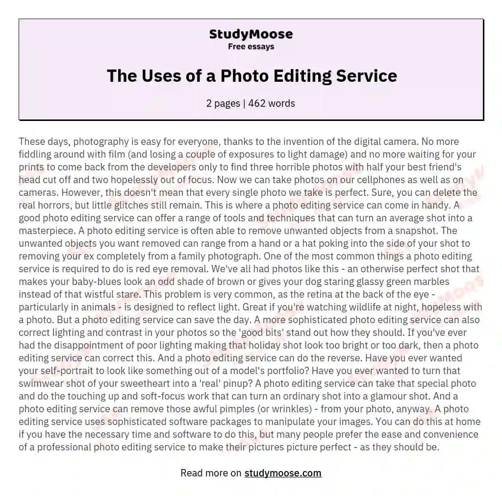 The Uses of a Photo Editing Service essay