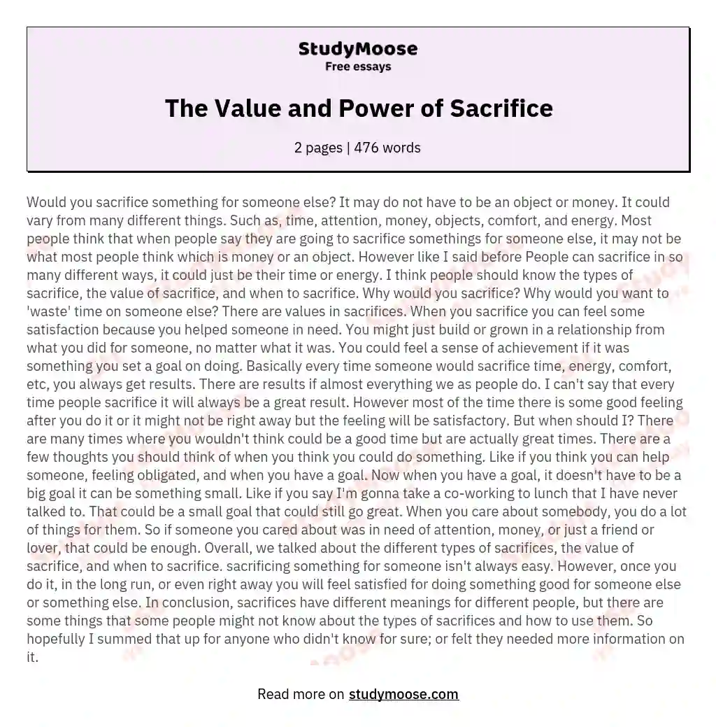 The Value and Power of Sacrifice
