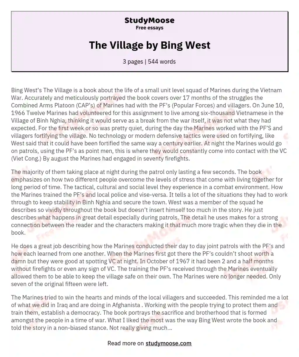 the village bing west summary