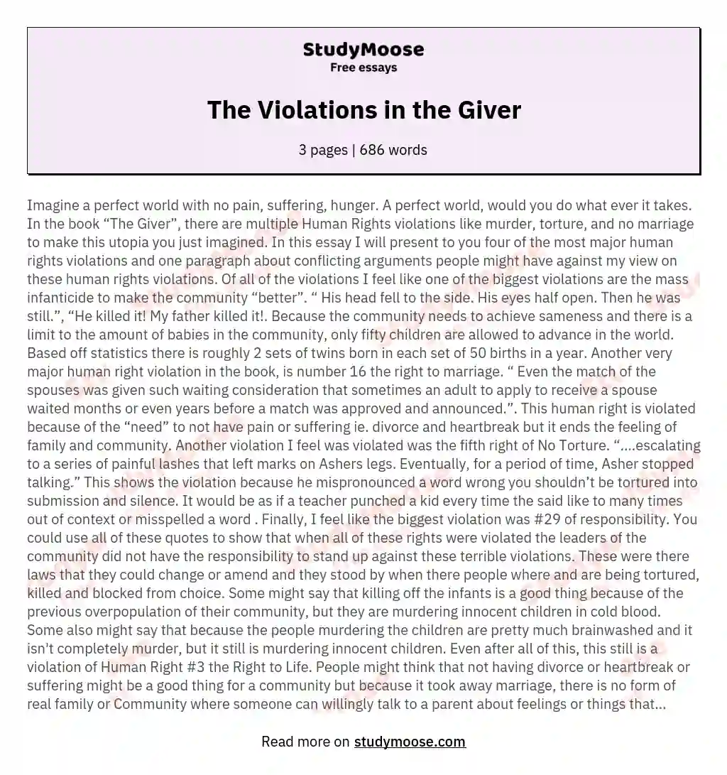 The Violations in the Giver