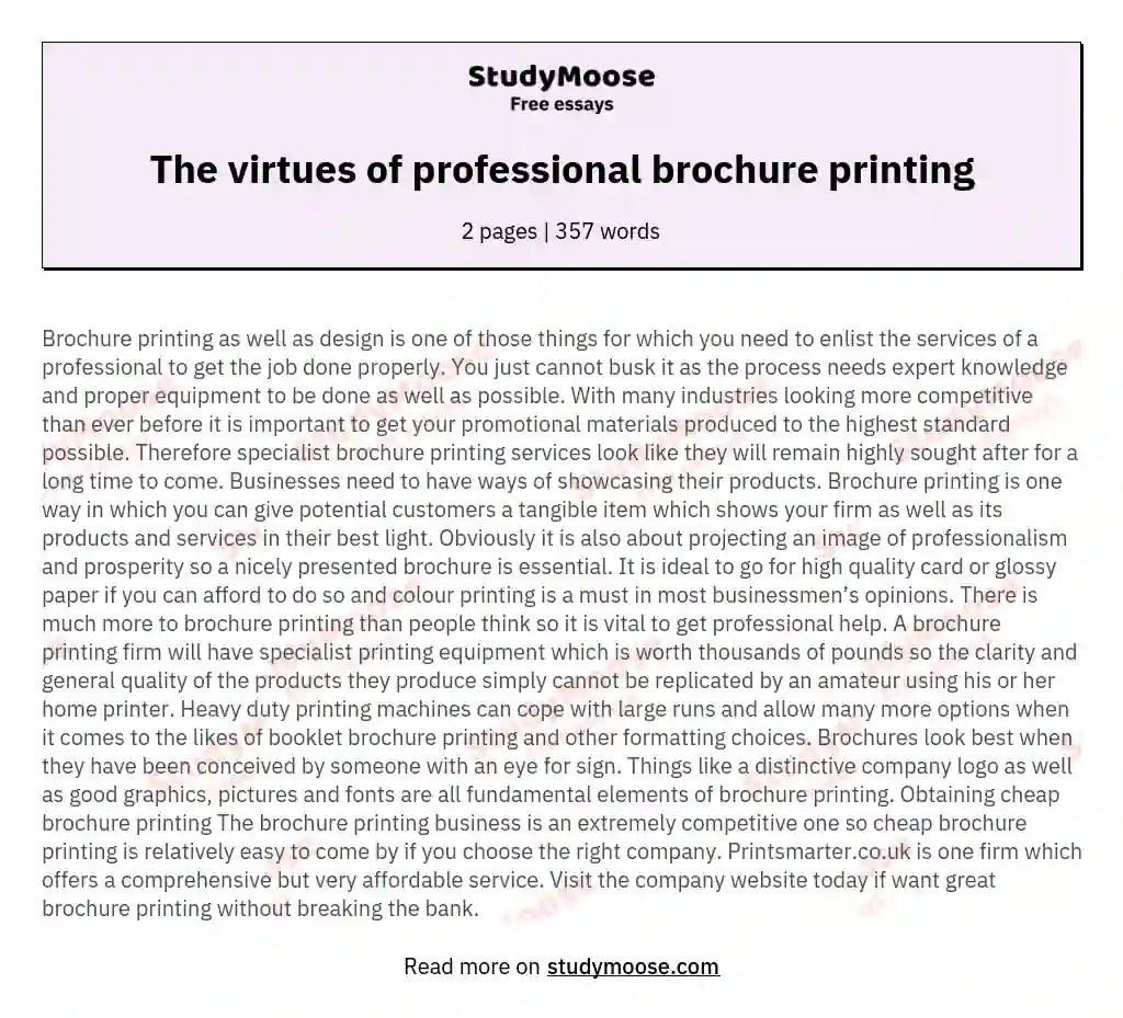 The virtues of professional brochure printing essay