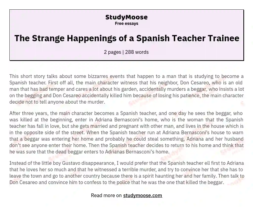 The Strange Happenings of a Spanish Teacher Trainee essay
