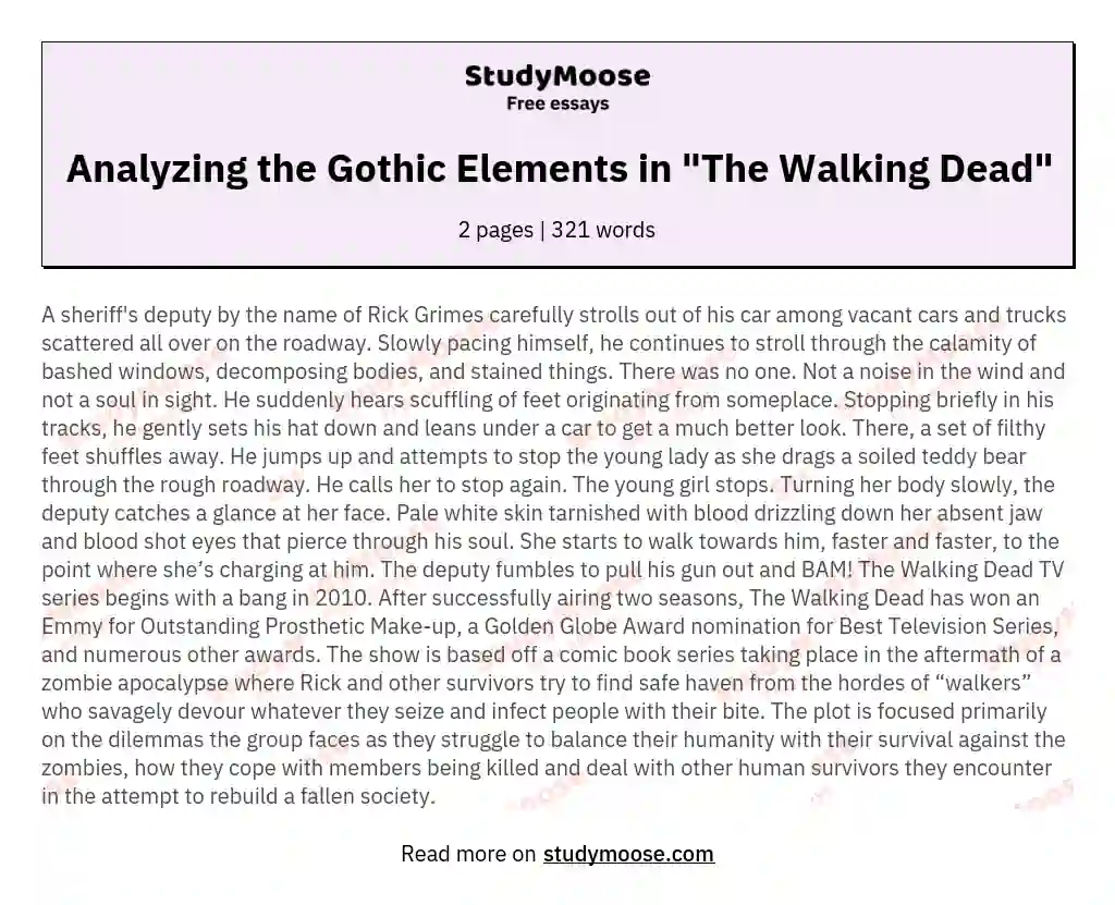 Analyzing the Gothic Elements in "The Walking Dead" essay
