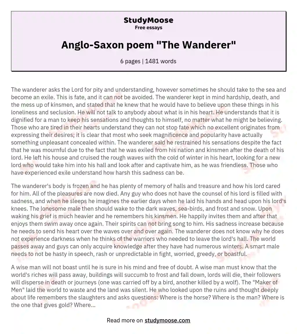 who are the speakers in the poem the wanderer