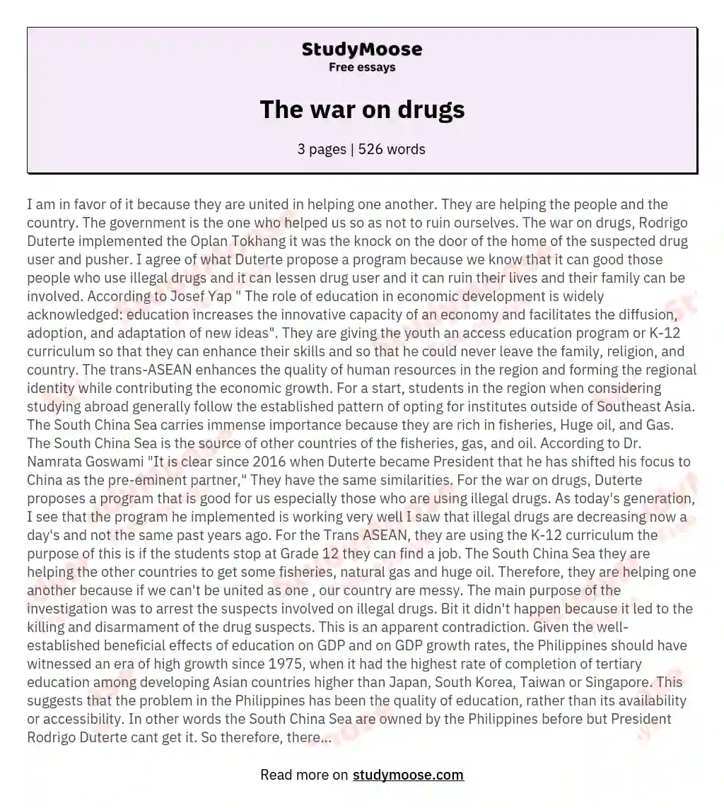 The war on drugs essay