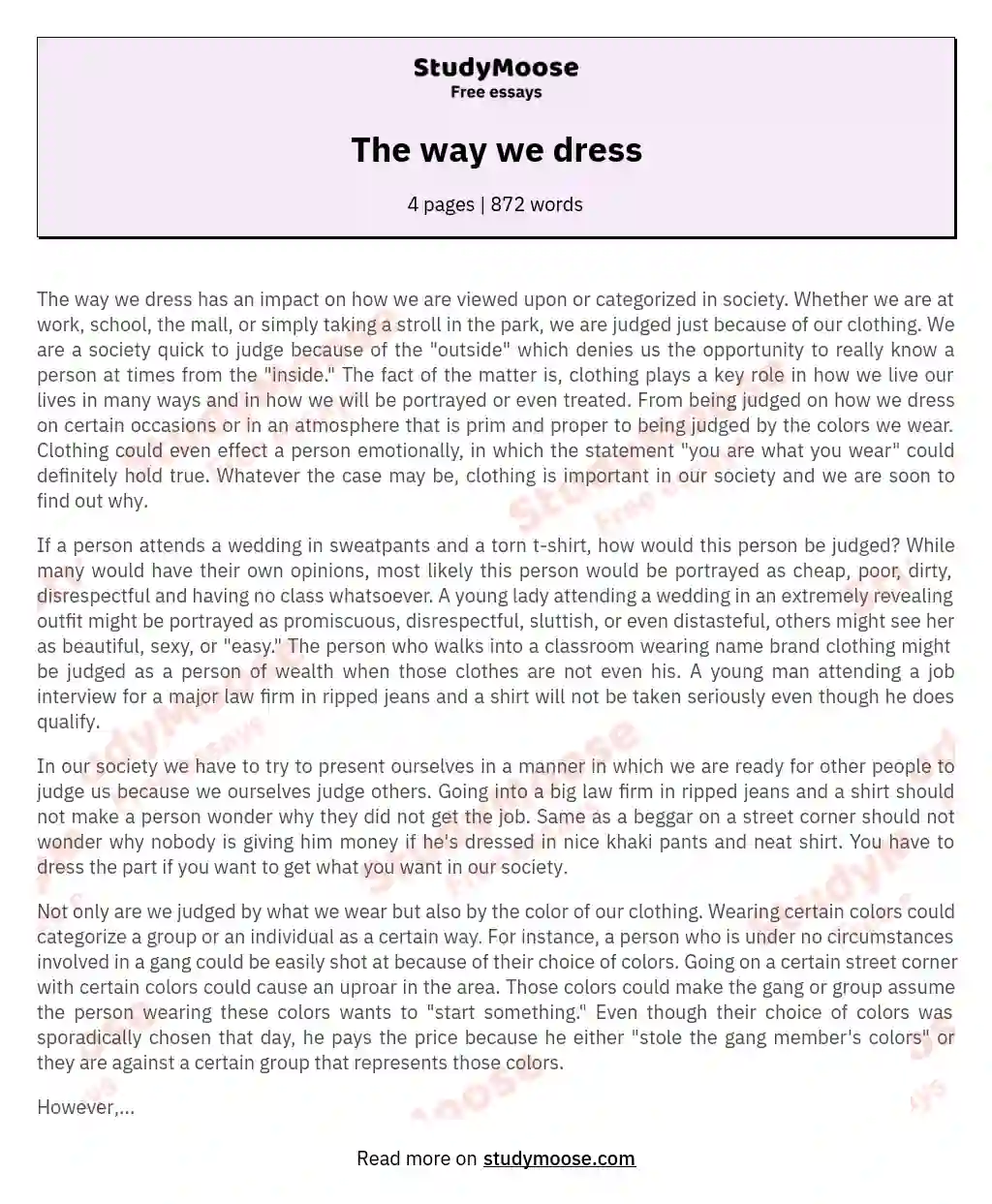 The way we dress essay