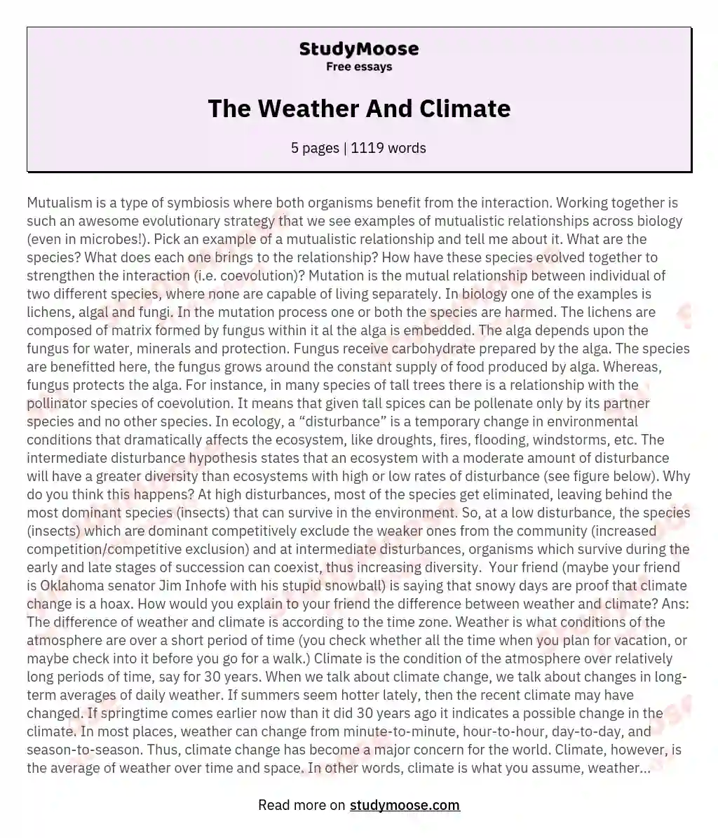 The Weather And Climate essay