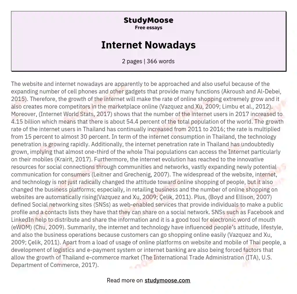 internet nowadays essay