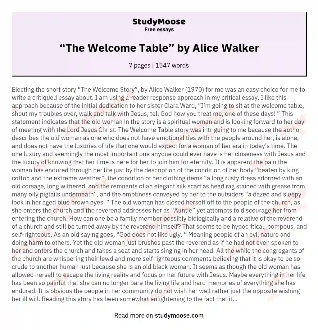 “The Welcome Table” by Alice Walker