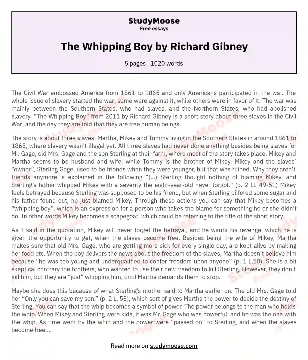 The Whipping Boy by Richard Gibney