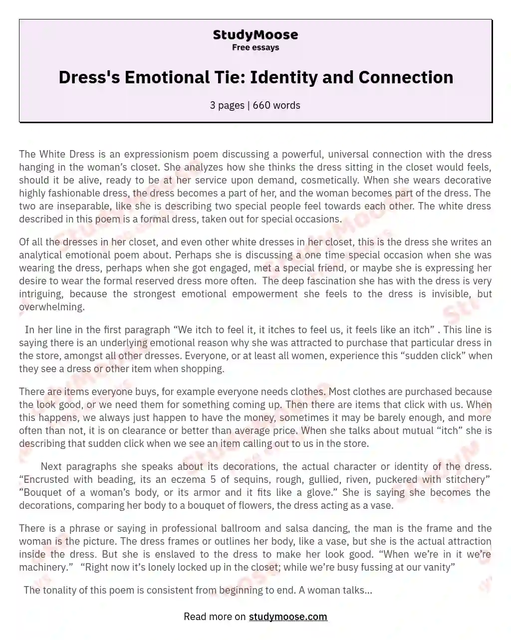 Dress's Emotional Tie: Identity and Connection essay