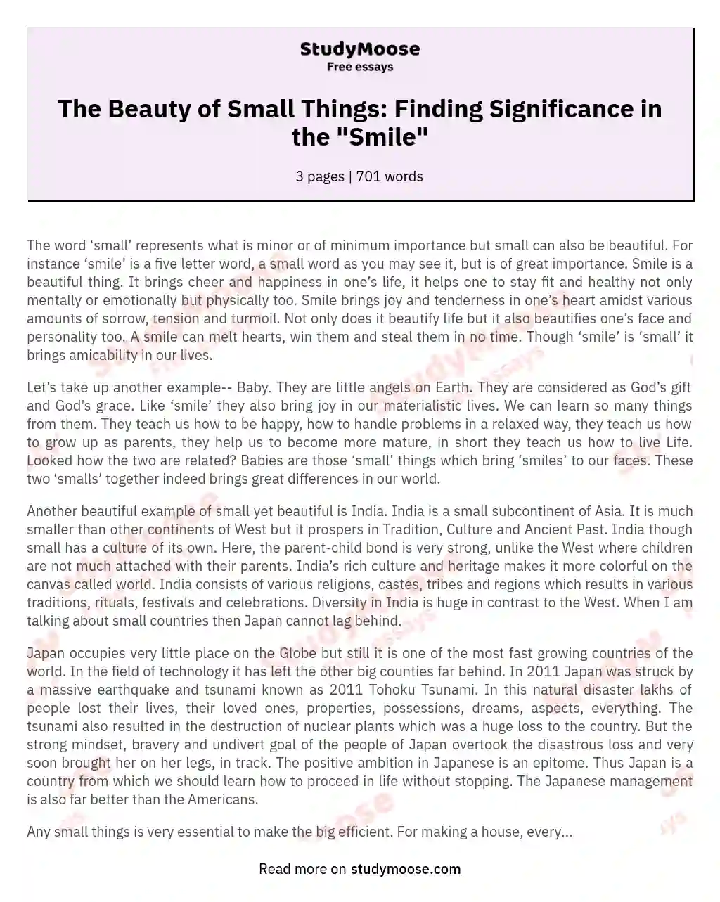 The Beauty of Small Things: Finding Significance in the "Smile" essay