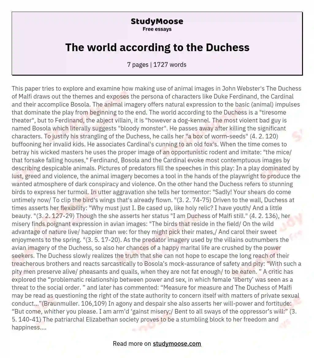 The world according to the Duchess essay