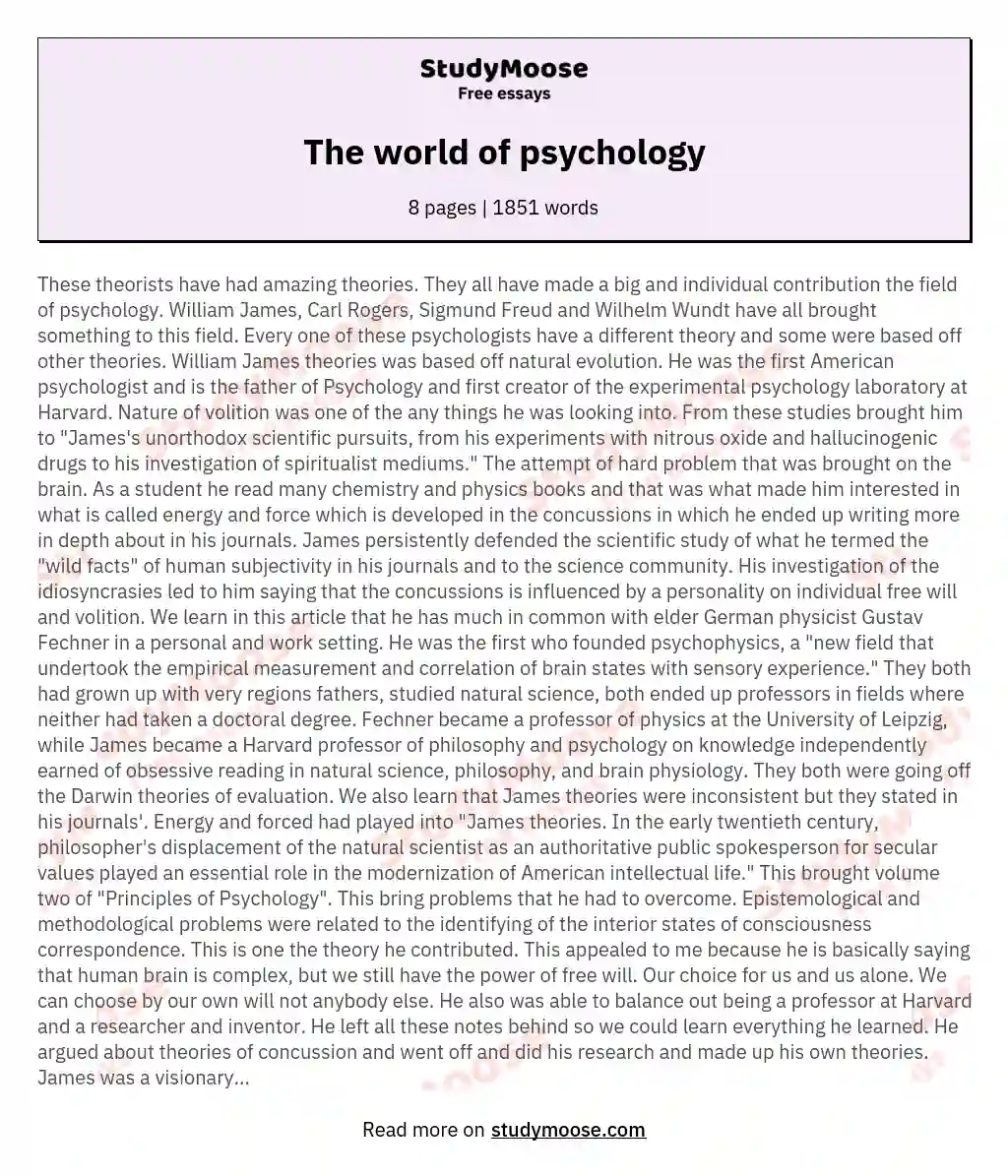 The world of psychology