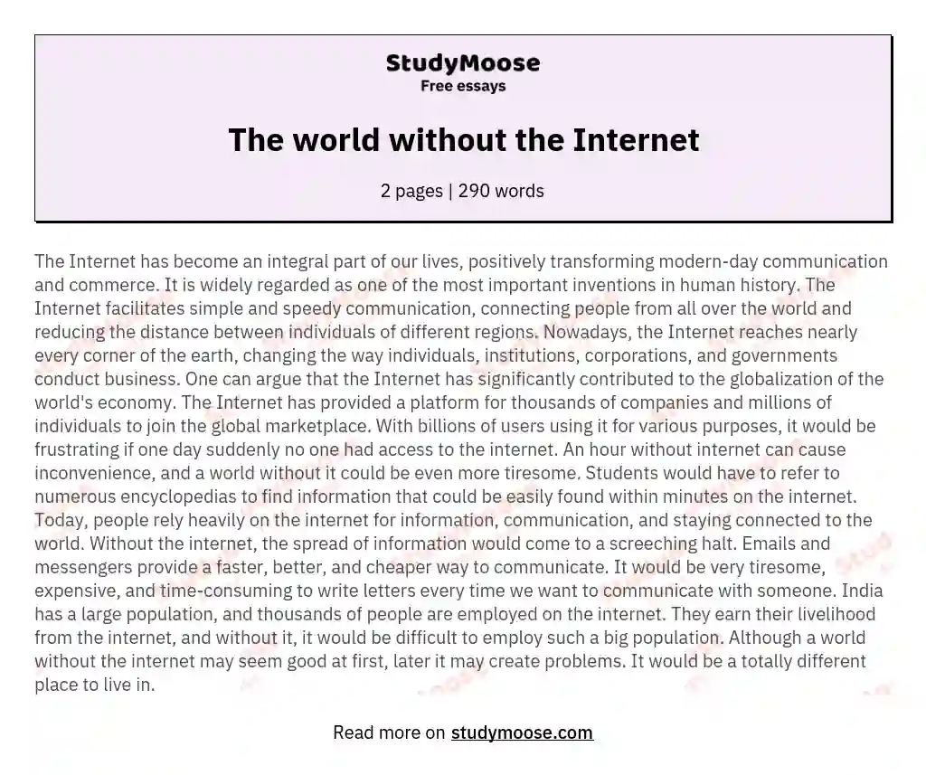 The world without the Internet essay