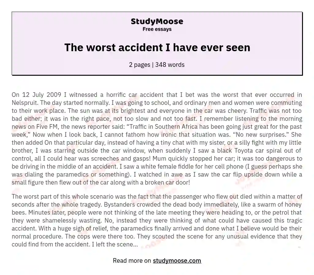 The worst accident I have ever seen essay