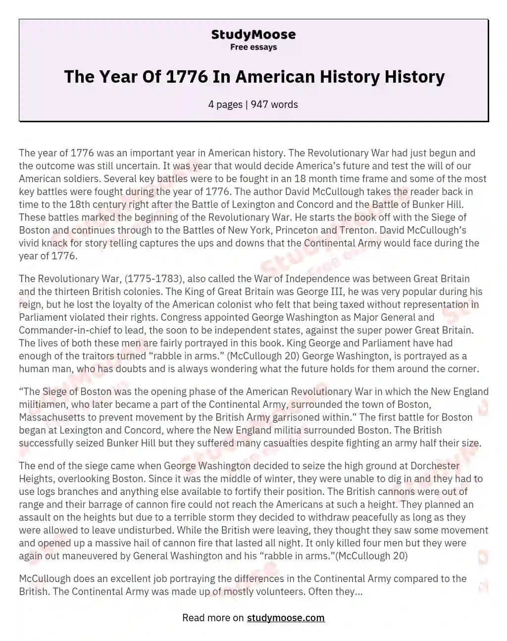 The Year Of 1776 In American History History