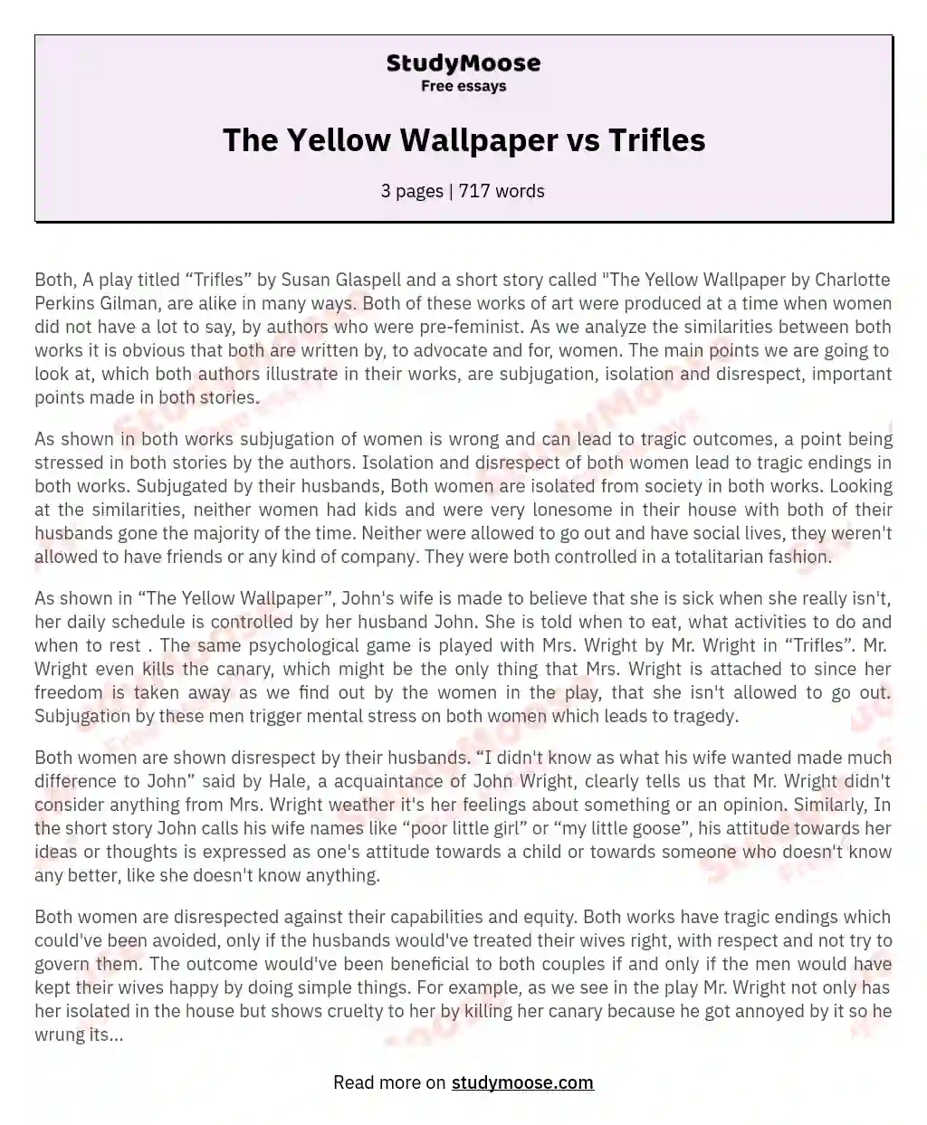 Outline The yellow wallpaperdocx  Surname 1 Name Course Professor Date  Outline A Thesis From the short story the yellow wallpaper by  Charlotte  Course Hero