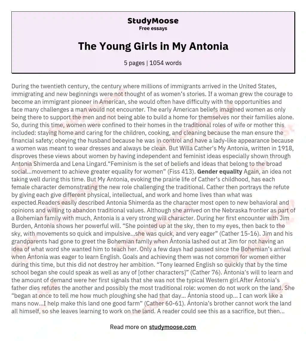 The Young Girls in My Antonia essay