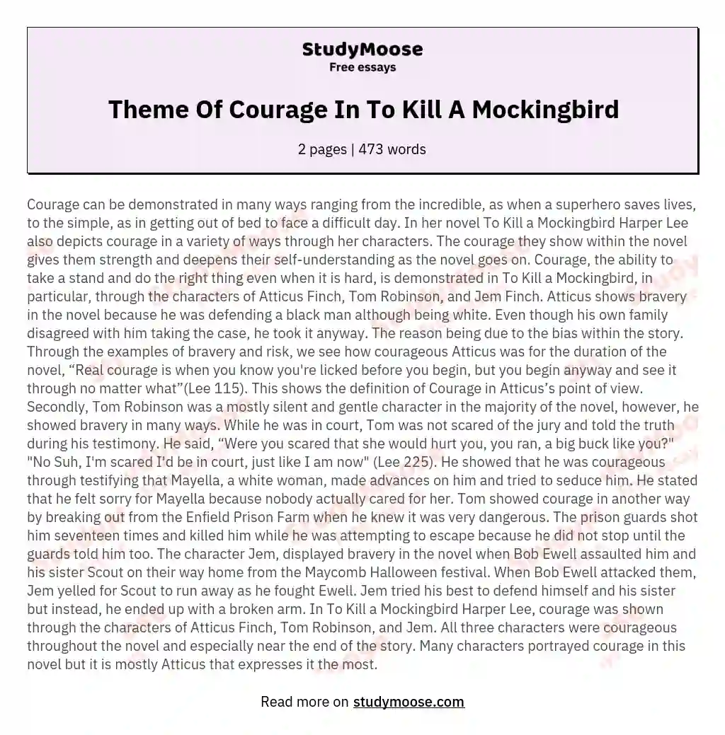 Theme Of Courage In To Kill A Mockingbird essay