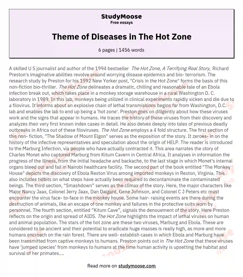 Theme of Diseases in The Hot Zone