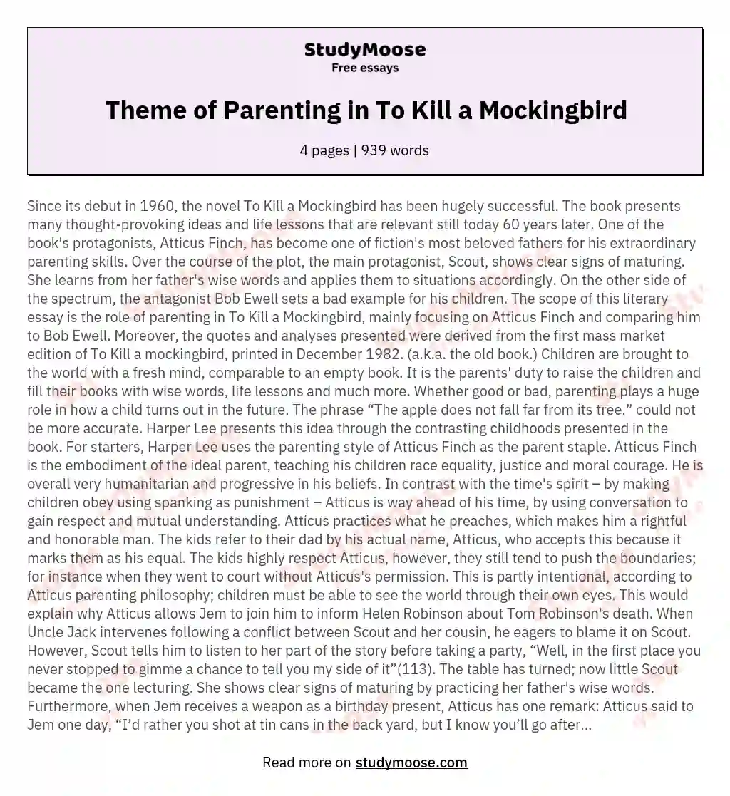 Theme of Parenting in To Kill a Mockingbird