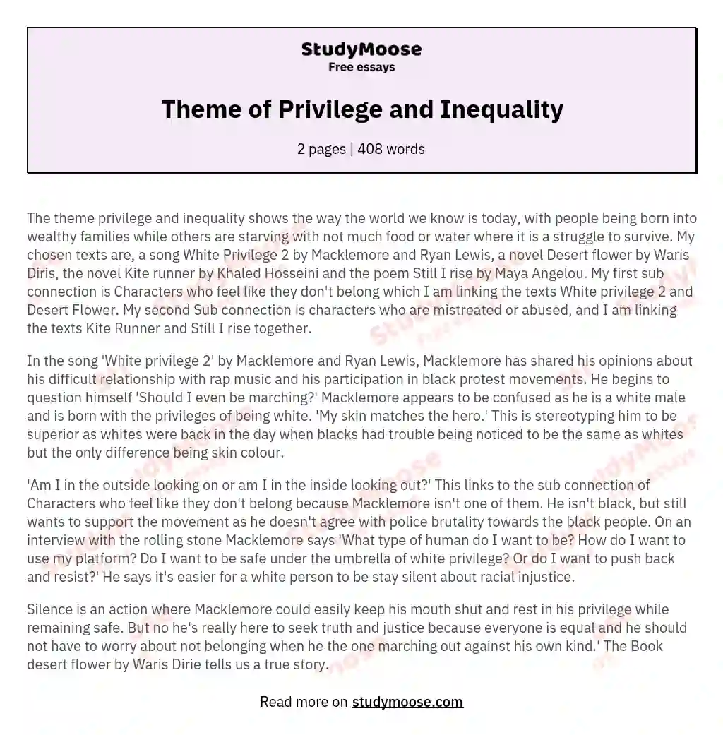 Theme of Privilege and Inequality essay