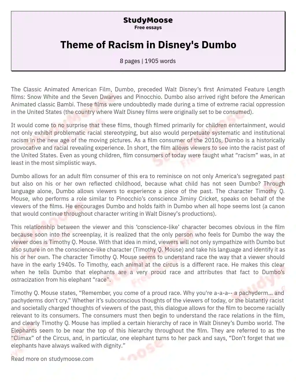 Theme of Racism in Disney's Dumbo